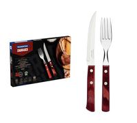 Tramontina - Couteaux et Fourchettes à Steak. 12pcs Inox et Polywood Rouge.