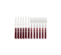 Tramontina - Couteaux et fourchettes à steak spanish. 12pcs Inox et bois rouge.