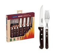 Tramontina - Couteaux et fourchettes Gaucho. 8pcs. Inox et bois marron.