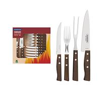 Tramontina - Couverts à steak et kit découpe tradicional 14 pcs. Inox et bois.