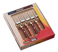 Tramontina - Fourchette à steak Jumbo. 6pcs inox et bois rouge.