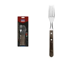 Tramontina Lot de 6 Fourchettes à Barbecue Inox Manche Polywood Châtaigne