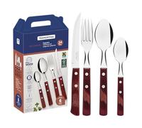 Tramontina - Menagere 24 pcs rouge Technobois. Inox et technobois. | Acier inoxydable