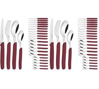 Tramontina - TRAMONTINA-Ménagère 24 pcs Carmel Inox et Plastique Carmin - Ensemble de Couverts Moderne et Pratique. Design Élégant, Résistant et Facile à Entretenir. Parfait pour Toutes les Occasions.