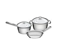 Tramontina Ustensiles de cuisine en acier inoxydable, pour plaques à induction, électriques, gaz et vitrocéramiques, ustensiles de cuisine (3 pièces (1 cocotte, 1 casserole, 1 poêle)
