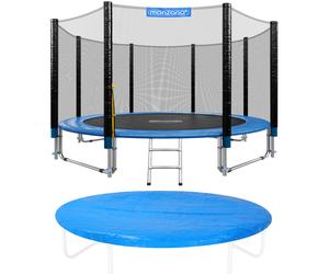 Trampoline Ø 244/305/366/426 cm Set avec Filet de sécurité Bâche Echelle Coussin