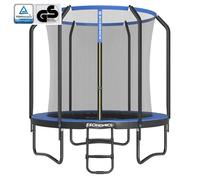 Trampoline Ø 244 cm pour Enfants, Filet de Protection, Poteau de 180 cm de Haut, Échelle, Certificat TÜV Rheinland GS, Noir et Bleu