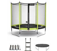 Kangui Trampoline JUMPI POP – filet, échelle PVC, kit d'ancrage – Noir/Vert Ø250/300/360/430cm