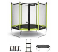 Kangui Trampoline JUMPI POP – filet, échelle PVC, kit d'ancrage – Noir/Vert Ø250/300/360/430cm