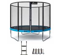 Kangui Trampoline de jardin rond 305 cm – Filet de sécurité, Échelle, Kit d'ancrage – Punchi Bleu 300