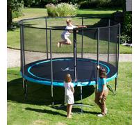 Kangui Trampoline de jardin rond 305 cm – Filet de sécurité, Échelle, Kit d'ancrage – Punchi Bleu 300