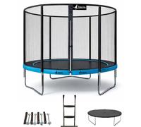 Kangui Trampoline PUNCHI ATOLL Ø300/360/430 cm Bleu et noir – échelle, couverture et kit d'ancrage