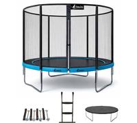Trampoline Ø 300cm + Filet + Échelle + Bâche + Kit Ancrage - Punchi 300 Bleu Bleu TU