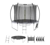 Trampoline ø 305cm - mars inner xxl- trampoline de jardin gris avec filet de protection intérieur et accessoires gris TU