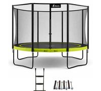 Kangui - Trampoline de jardin Punchi Vert 360 avec filet de sécurité, échelle et kit d'ancrage