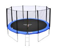 Pack Premium Trampoline 370cm Réversible Bleu / Vert Perth + Filet, Échelle, Bâche Et Kit D'ancrage