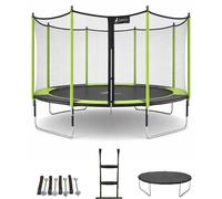 Kangui - Trampoline De Jardin 426 Cm + Filet De Sécurité + Échelle + Bâche De Protection + Kit Ancrage Jumpi Vert/Noir 430