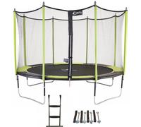 Kangui Trampoline de jardin Jumpi 426 cm – filet de sécurité, échelle, kit d'ancrage – Vert/Noir