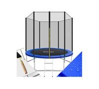 Trampoline 244 cm de diamètre en acier noir et bleu