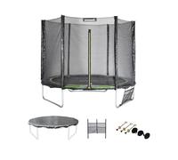 sweeek - Trampoline 250 cm. Vert. avec Filet de Protection. bâche. Filet pour Chaussures. kit d’ancrage