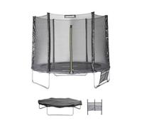 Trampoline Sweeek Trampoline 250 cm gris avec filet de protection bâche filet pour chaussures kit d'ancrage