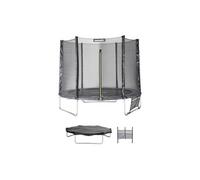 Trampoline Sweeek Trampoline 250 cm gris avec filet de protection bâche filet pour chaussures kit d'ancrage