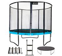 Kangui Trampoline PUNCHI ATOLL Ø300/360/430 cm Bleu et noir – échelle, couverture et kit d'ancrage