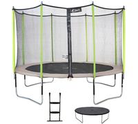Trampoline 360 cm + filet de sécurité + échelle + bâche jumpi taupe/vert 360 taupe TU