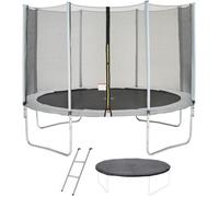 Trampoline Ø 360 cm Gris KANGUI - Maxi Eco - Filet, Echelle, Couverture de Protection
