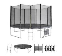 sweeek Trampoline 400cm gris avec filet de protection échelle bâche filet pour chaussures kit d'ancrage - Mercure XXL- Trampoline de jardin 400 cm 4m Qualité PRO Normes EU Gris G