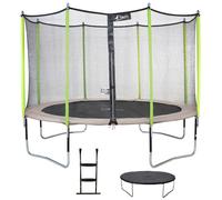 Trampoline 430 cm + filet de sécurité + échelle + bâche jumpi taupe/vert taupe TU