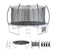 Trampoline rond Ø 430cm gris avec filet de protection intérieur - Venus Inner XXL - échelle. bâche. filet pour chaussures.