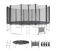 Trampoline 490cm gris avec filet de protection. échelle. bâche. filet pour chaussures. kit d'ancrage