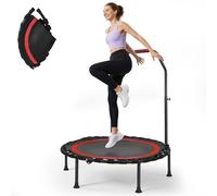 Trampoline à Rebond de pour Adultes, Mini Trampoline Silencieux pour Exercices en intérieur, Trampoline de Fitness avec Rebond Bungee (Trampoline Rouge)
