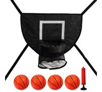 Trampoline Anneau de Basket - Ensemble de Panneau Arrière PVC Oxford 19x14in | Fixation Trampoline avec 4 Mini Balles, Pompe Incluse, Jeux Intérieur Et Extérieur | Trampoline Enfant Hoöp Backyard
