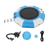 Trampoline aquatique gonflable VEVOR avec échelle, étanche, résistant à l'abrasion, grande surface de saut de 3,05 m, plateforme de saut-Parc aquatique Trampoline de piscine, bleu + blanc 185 kg de ca