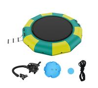 Trampoline aquatique gonflable VEVOR avec échelle, étanche, résistant à l'abrasion, grande surface de saut de 3,66 m, plateforme de saut-Parc aquatique Trampoline de piscine, jaune + vert 226 kg de ca