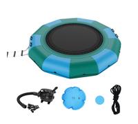 Trampoline aquatique gonflable VEVOR avec échelle, étanche, résistant à l'abrasion, grande surface de saut de 3,66 m, plate-forme de saut-Parc aquatique Trampoline de piscine, bleu + vert 226 kg de ca