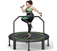 Trampoline BCAN 122 cm pour Adultes, capacité de Charge 250 kg, élastiques, poignée réglable, Stable, Silencieux - Vert