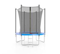 Jump4fun - Trampoline de jardin Ø185 cm / 6ft - Filet intérieur, Matelas, Échelle - Bleu
