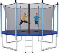 Trampoline COSTWAY φ244cm trampoline de jardin extérieur avec échelle tapis de saut filet de sécurité & couverture de bord trampoline set complet