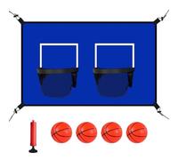Trampoline de basket-ball - Filet imperméable avec balles et pompe, double trampoline, support de basket-ball, tapis de saut, kit de jeu de basket-ball avec double cadre, protection solaire