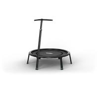 Trampoline de fitness avec barre pour les exercices de saut, 110 cm rond, noir
