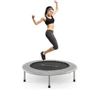 Trampoline de Fitness Enfant Pliable Ø95,5CM COSTWAY-Charge Max 150KG-32 Ressorts avec Boucle-Housse de Protection en PVC-Gris