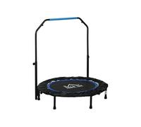 HOMCOM Trampoline de Fitness Gymnastique avec poignée réglable, Pliable, 6 Pieds, 28 Ressorts Ø 102 cm, Noir Bleu