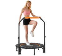 HOMCOM Trampoline de Fitness Gymnastique avec poignée réglable, Pliable, 6 Pieds, 28 Ressorts Ø 102 cm, Noir Orange