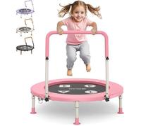 Trampoline de Fitness Mini Rebounder BCAN 91 cm avec Barre Coussinets de Sécurité & Pieds Pliables rose