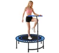 SPORTNOW Trampoline de Fitness 114 cm avec Cordes élastiques, poignée réglable sur 5 Positions, Trampoline Adulte Charge 200 kg Stable et Silencieux pour entraînement intérieur, Bleu