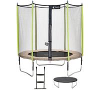 Kangui Trampoline de jardin 244 cm + filet de sécurité + échelle + bâche de protection JUMPI Taupe/Vert 250 Vert