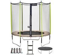 Trampoline de jardin 244 cm + filet de sécurité + échelle + bâche de protection + kit d'ancrage jumpi taupe/vert 250 vert TU